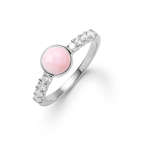 Rosecliff Grand Pink Opal Ring in 14k Gold (October) - White Gold