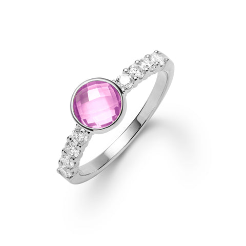 Rosecliff Grand Pink Sapphire Ring in 14k Gold (October) - White Gold