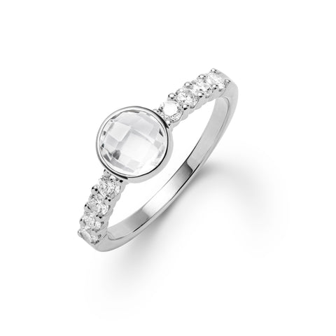 Rosecliff Grand White Topaz Ring in 14k Gold (April) - White Gold