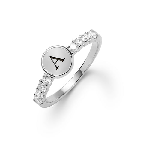 Rosecliff Letter Diamond Ring in 14k Gold (April) - White Gold