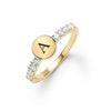 Rosecliff Letter Aquamarine Ring in 14k Gold (March)
