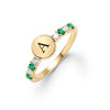 Rosecliff Letter Diamond & Emerald Ring in 14k Gold (May)
