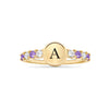 Rosecliff Letter Diamond & Amethyst Ring in 14k Gold (February)