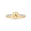 Rosecliff Letter Diamond & Aquamarine Ring in 14k Gold (March)