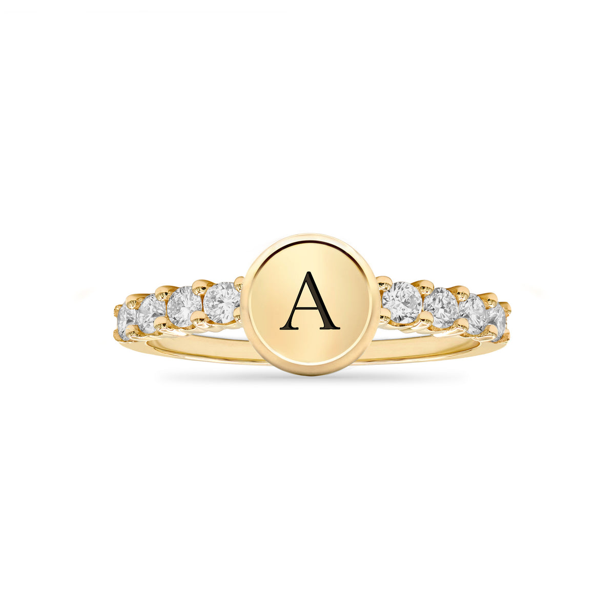 Letter B 14KT Yellow Gold Initial Ring