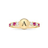 Rosecliff Letter Diamond & Ruby Ring in 14k Gold (July)