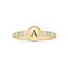 Rosecliff Letter Diamond & Peridot Ring in 14k Gold (August)