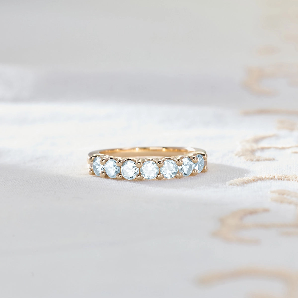 Rosecliff Luxe Aquamarine Stackable Ring in 14k Gold (March)