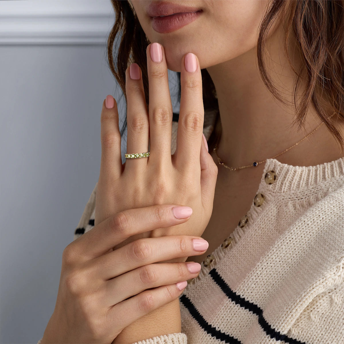 Rosecliff Luxe Peridot Stackable Ring in 14k Gold (August)