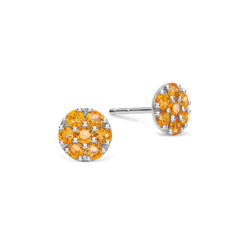 Rosecliff Citrine Mini Stud Earrings in Solid 14k Gold (November) - White Gold