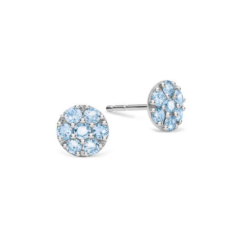 Rosecliff Nantucket Blue Topaz Mini Stud Earrings in Solid 14k Gold (December) - White Gold