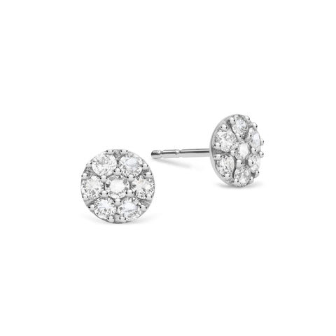 Rosecliff White Topaz Mini Stud Earrings in Solid 14k Gold (April) - White Gold