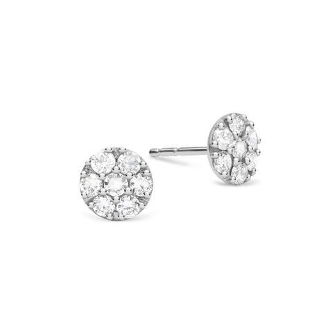 Rosecliff Diamond Mini Stud Earrings in Solid 14k Gold - White Gold