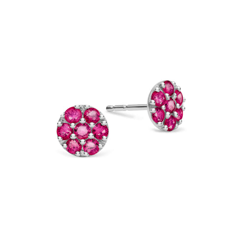 Rosecliff Ruby Mini Stud Earrings in Solid 14k Gold (July) - White Gold