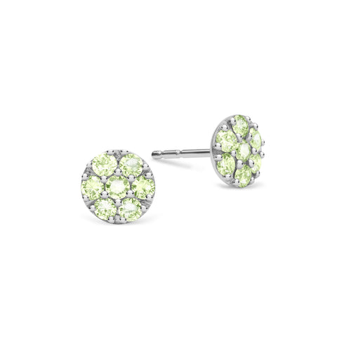 Rosecliff Peridot Mini Stud Earrings in Solid 14k Gold (August) - White Gold