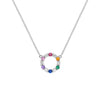 Rainbow Rosecliff Small Circle Necklace with Diamonds in 14k Gold