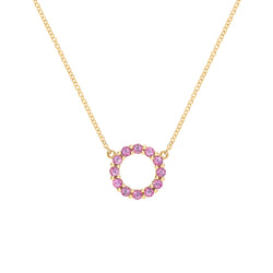 Rosecliff Small Circle Pink Sapphire Necklace in 14k Gold (October)