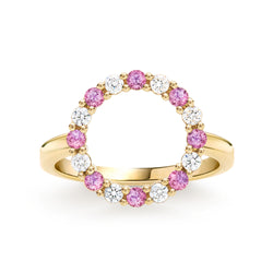Rosecliff Circle Diamond & Pink Sapphire Ring in 14k Gold (October)