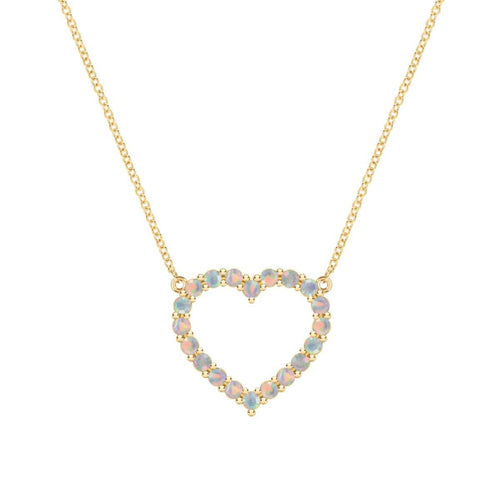 Rosecliff Heart Opal Necklace in 14k Gold (October)
