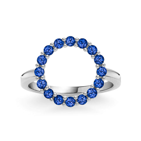 Rosecliff Circle Sapphire Ring in 14k Gold (September) - White Gold