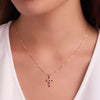 Rosecliff Cross Diamond & Garnet Pendant in 14k Gold (January)