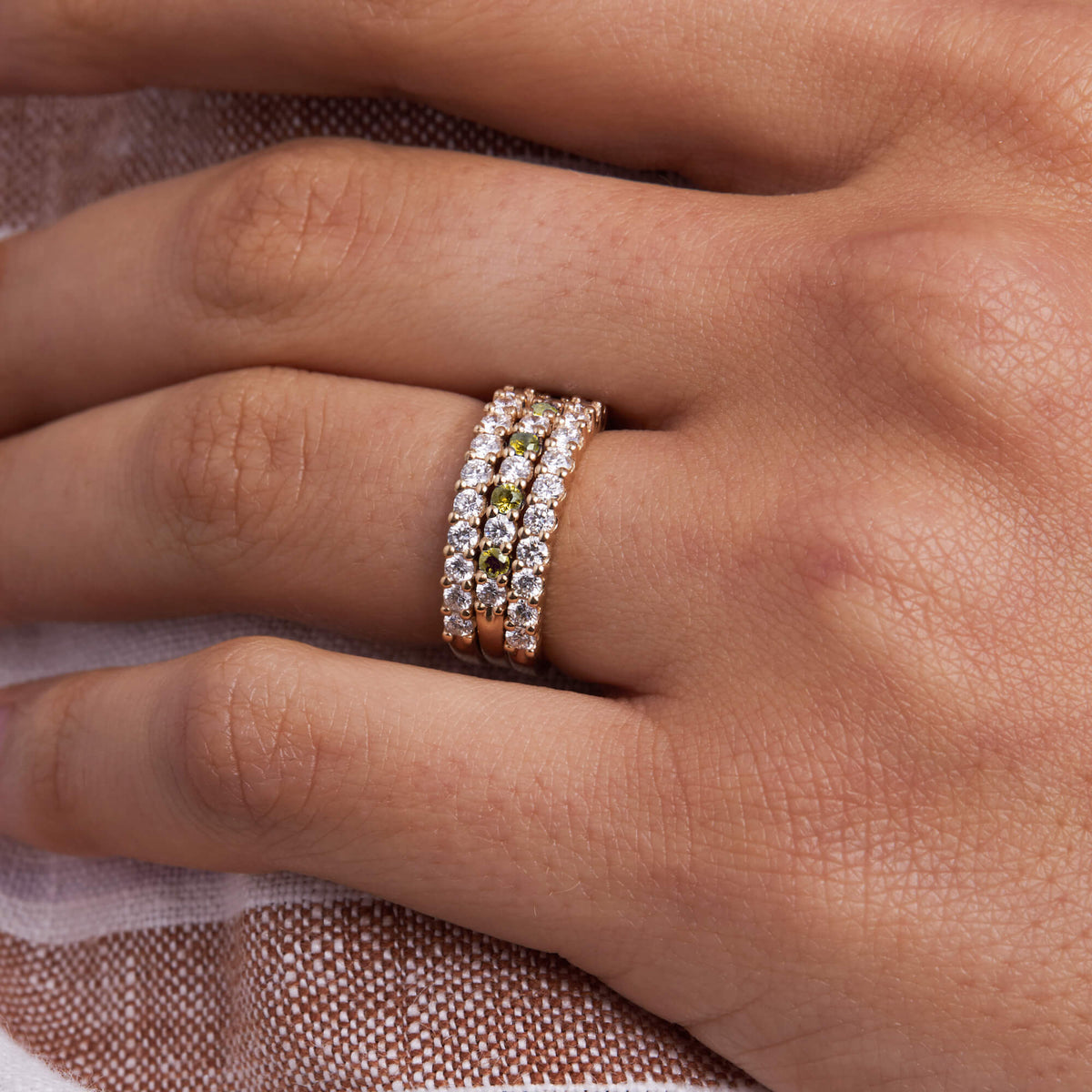 Rosecliff Diamond Peridot Stackable Ring in 14k Gold August
