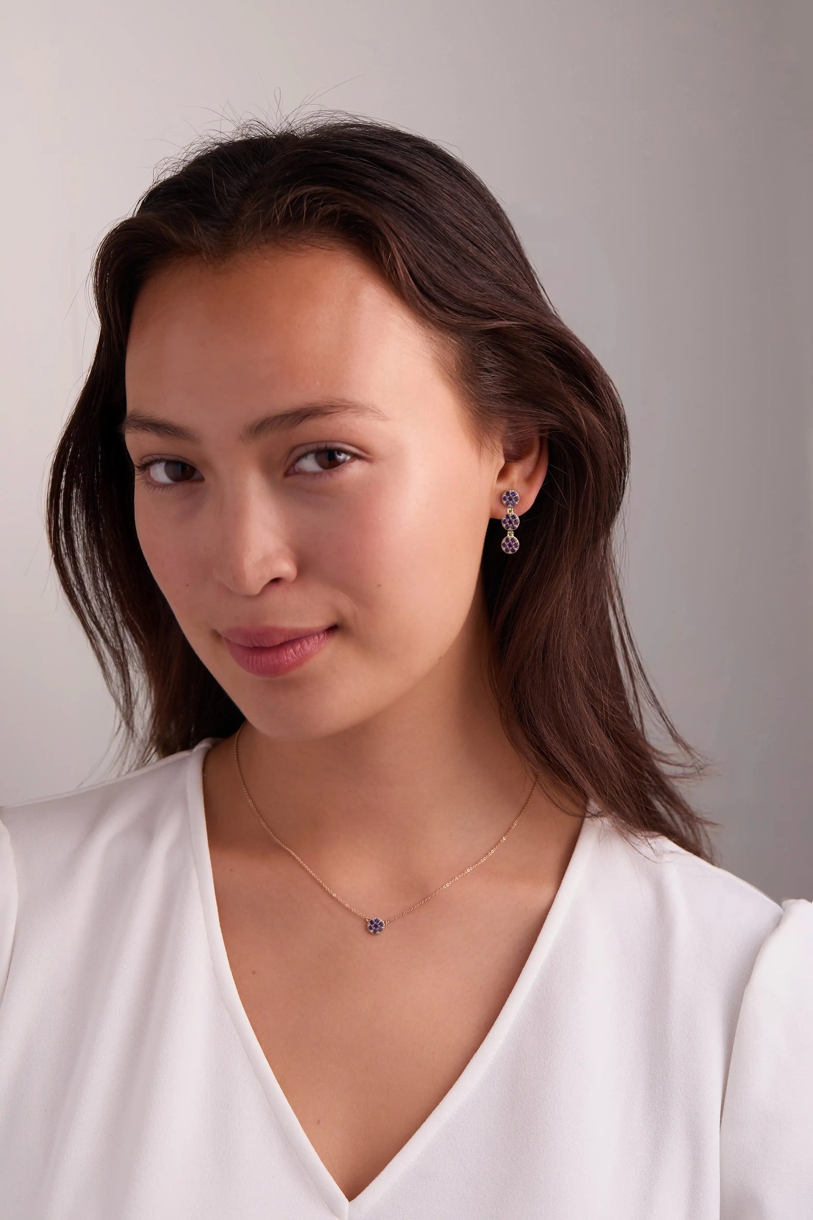 Rosecliff Amethyst Drop Earrings in 14k Gold (February)