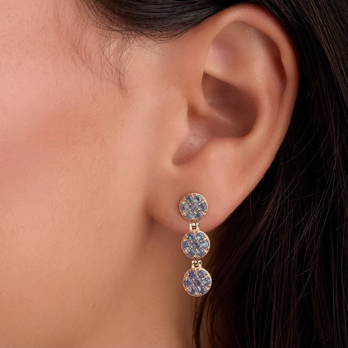 Rosecliff Alexandrite Drop Earrings in 14k Gold (June)