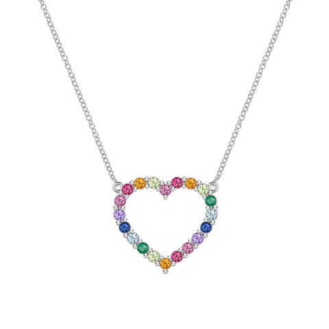 Rainbow Rosecliff Heart Necklace in 14k Gold - White Gold