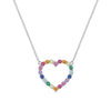 Rainbow Rosecliff Heart Necklace in 14k Gold