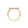 Rosecliff open circle ring featuring sixteen 2 mm faceted round cut pink sapphires prong set in 14k gold - standing view