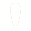 Rosecliff bar necklace with eleven alternating 2 mm round cut pink sapphires & diamonds prong set in 14k yellow gold