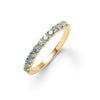 Rosecliff stackable ring featuring eleven 2 mm faceted round cut alexandrites prong set in 14k yellow gold - front view