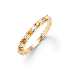 Rosecliff Diamond & Citrine Stackable Ring in 14k Gold (November)