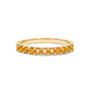 Rosecliff stackable ring featuring eleven 2 mm faceted round cut citrines prong set in 14k yellow gold