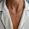 Rosecliff Diamond Small Circle & Newport Amethyst Necklace in 14k Gold (February)