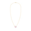 Rosecliff small open circle necklace featuring twelve 2mm faceted round cut pink sapphires prong set in 14k yellow gold