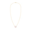 Rosecliff small open circle necklace with 12 alternating 2 mm round cut pink sapphires & diamonds prong set in 14k gold
