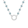 Rosecliff Diamond Small Circle & Newport Nantucket Blue Topaz Necklace in 14k Gold (December)
