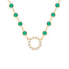 Rosecliff Diamond Small Circle & Newport Emerald Necklace in 14k Gold (May)