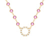 Rosecliff Diamond Small Circle & Newport Pink Sapphire Necklace in 14k Gold (October)