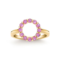 Rosecliff Small Circle Pink Sapphire Ring in 14k Gold (October)