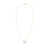 Rosecliff Heart Necklace featuring twelve faceted round cut pink sapphires prong set in 14k yellow Gold