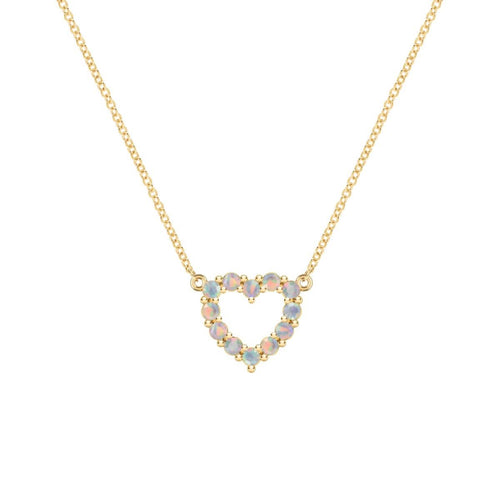 Rosecliff Small Heart Opal Necklace in 14k Gold (October)