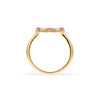 Rosecliff small open circle ring featuring alternating 2 mm pink sapphires & diamonds prong set in 14k gold - standing view