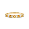 Rosecliff stackable ring featuring eleven alternating 2mm round cut citrines and diamonds prong set in 14k yellow gold