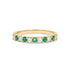 Rosecliff stackable ring featuring eleven alternating 2mm faceted round cut emeralds and diamonds prong set in 14k gold