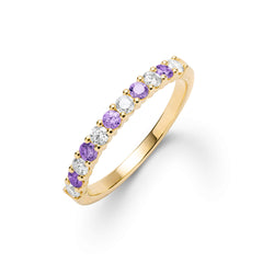 Rosecliff Diamond & Amethyst Stackable Ring in 14k Gold (February)