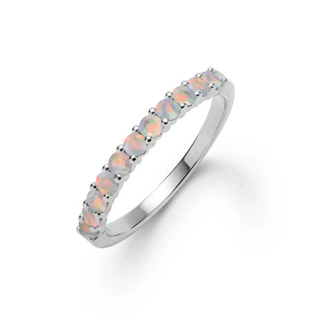 Rosecliff Opal Stackable Ring in 14k Gold (October) - White Gold