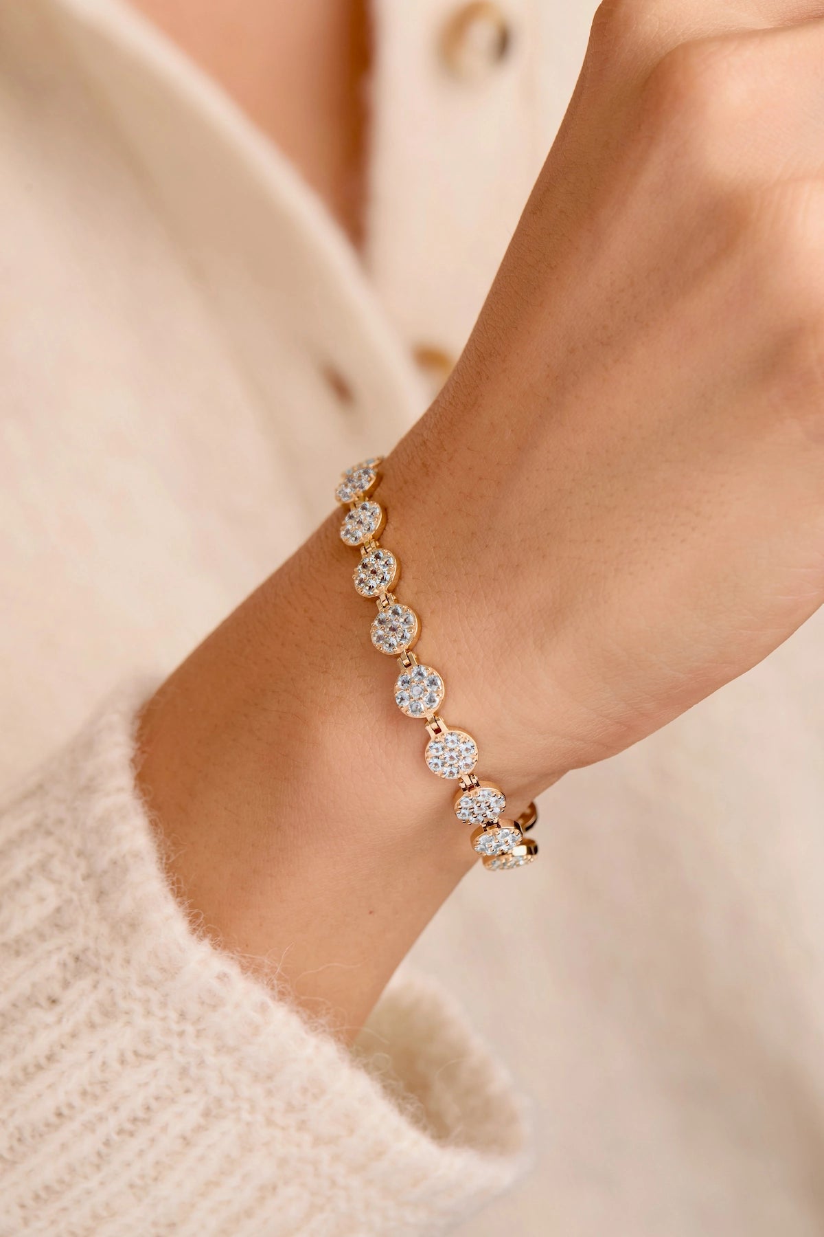 Rosecliff Tennis Aquamarine Bracelet in 14k Gold (March)